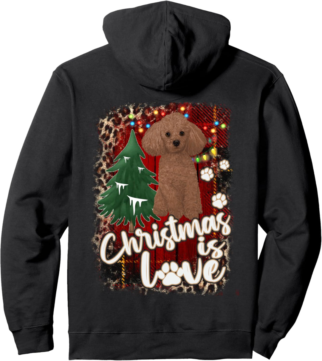 Poodle Christmas is Love Poodle Dog Pawprint Pullover Hoodie