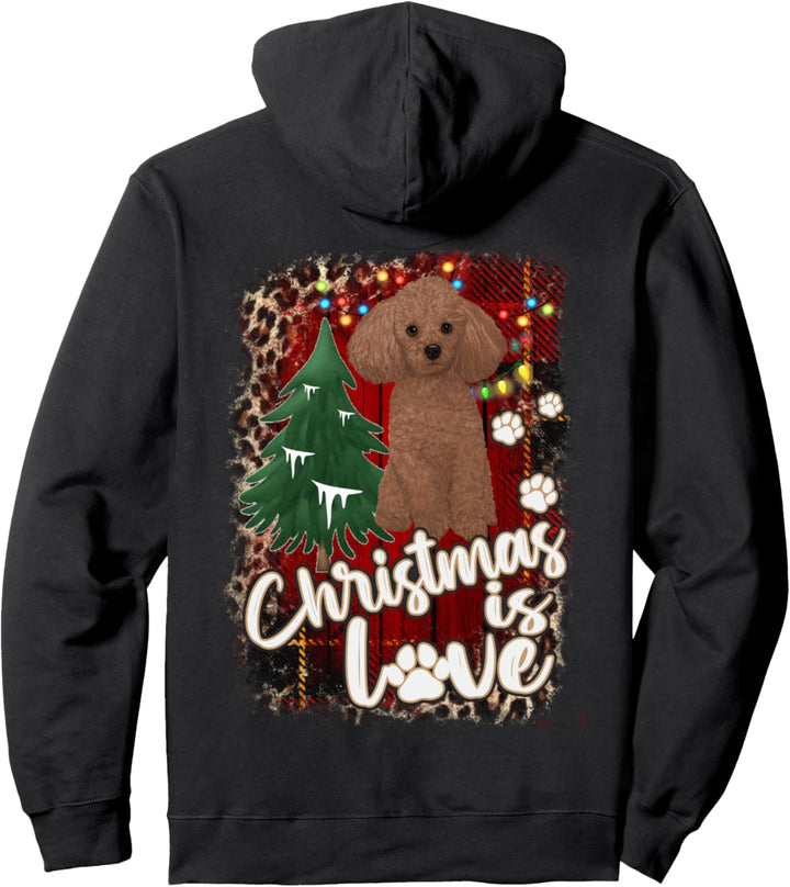 Poodle Christmas is Love Poodle Dog Pawprint Pullover Hoodie