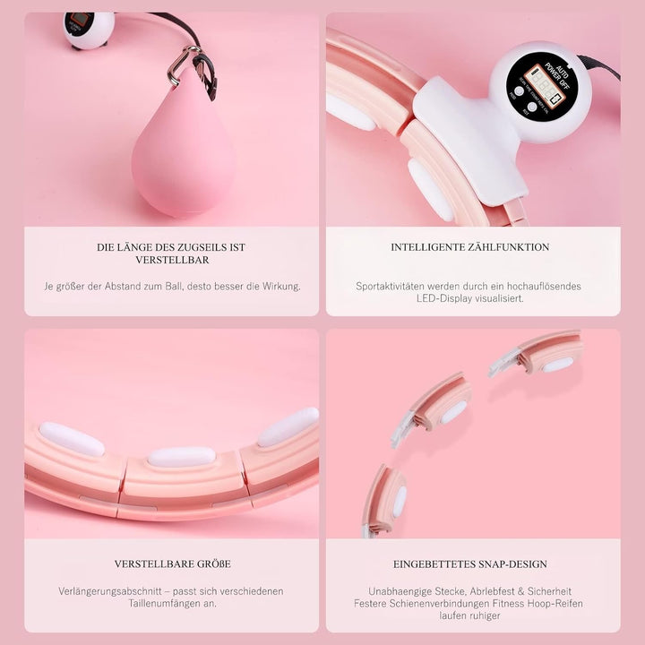 LEAFIA Smart Fitness Reifen, Ruhig Hula Hoop Gewichtsverlust, mit Smarten Zähler, magnetische Scheib