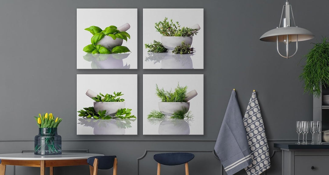 Muralo - Wandbilder Set - Leinwand Bilder Set Aufhängefertig - Bilder für Küche- Moderne Wanddeko -