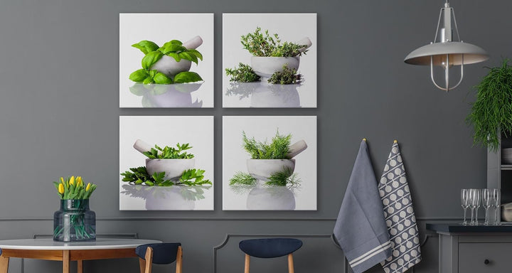 Muralo - Wandbilder Set - Leinwand Bilder Set Aufhängefertig - Bilder für Küche- Moderne Wanddeko -