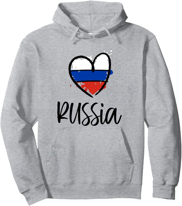 Russia Heart Line Artwork Kawaii Asia Minimal Russian Gift Pullover Hoodie