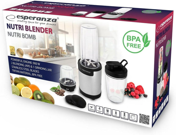 Esperanza EKM030 Nutri Blender/Personal Blender 9in1 900W, Silber