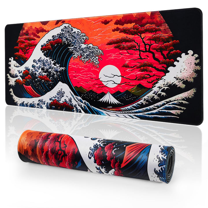 EFISH Japanische Gaming Mauspad XXL 800 x 300 mm Grosses Mauspad Vernähte Kanten Wasserdicht Anti-Ru