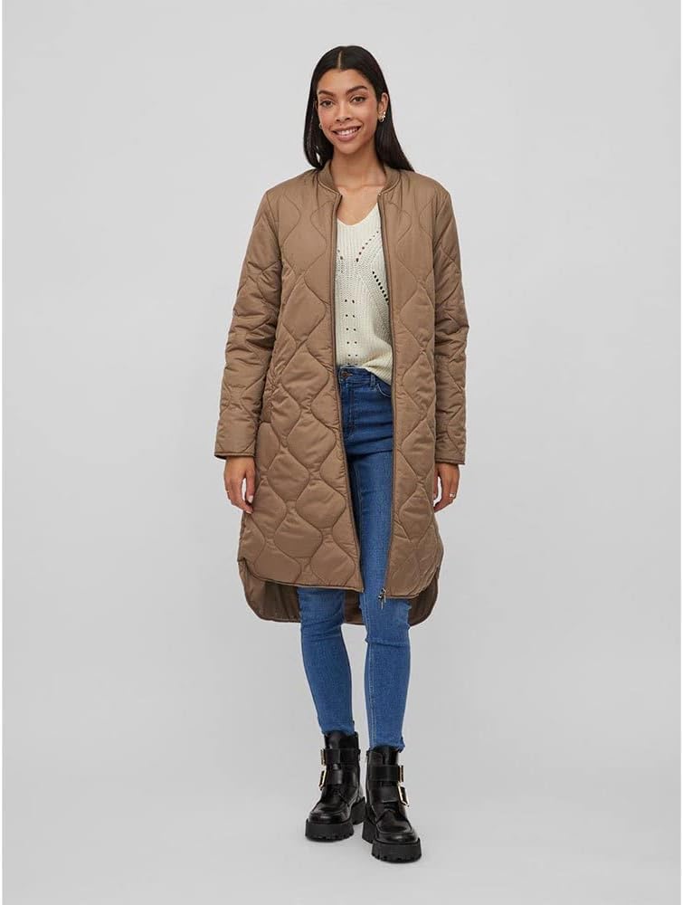 Vila Damen Vimanon Quilted Jacket - Noos Mantel 36 Walnut, 36 Walnut