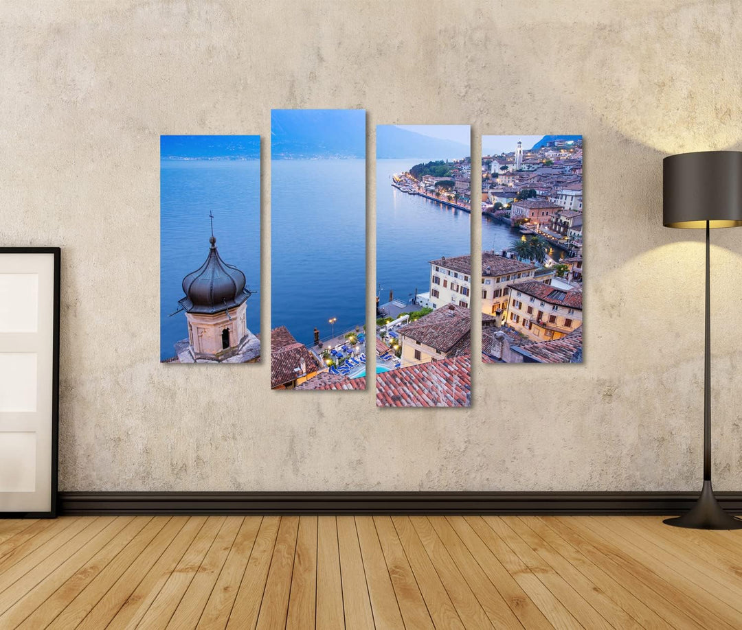 islandburner Bild auf Leinwand Limone Sul Garda Gardasee Italien Panoramablick Blaue Stunde Bilder W
