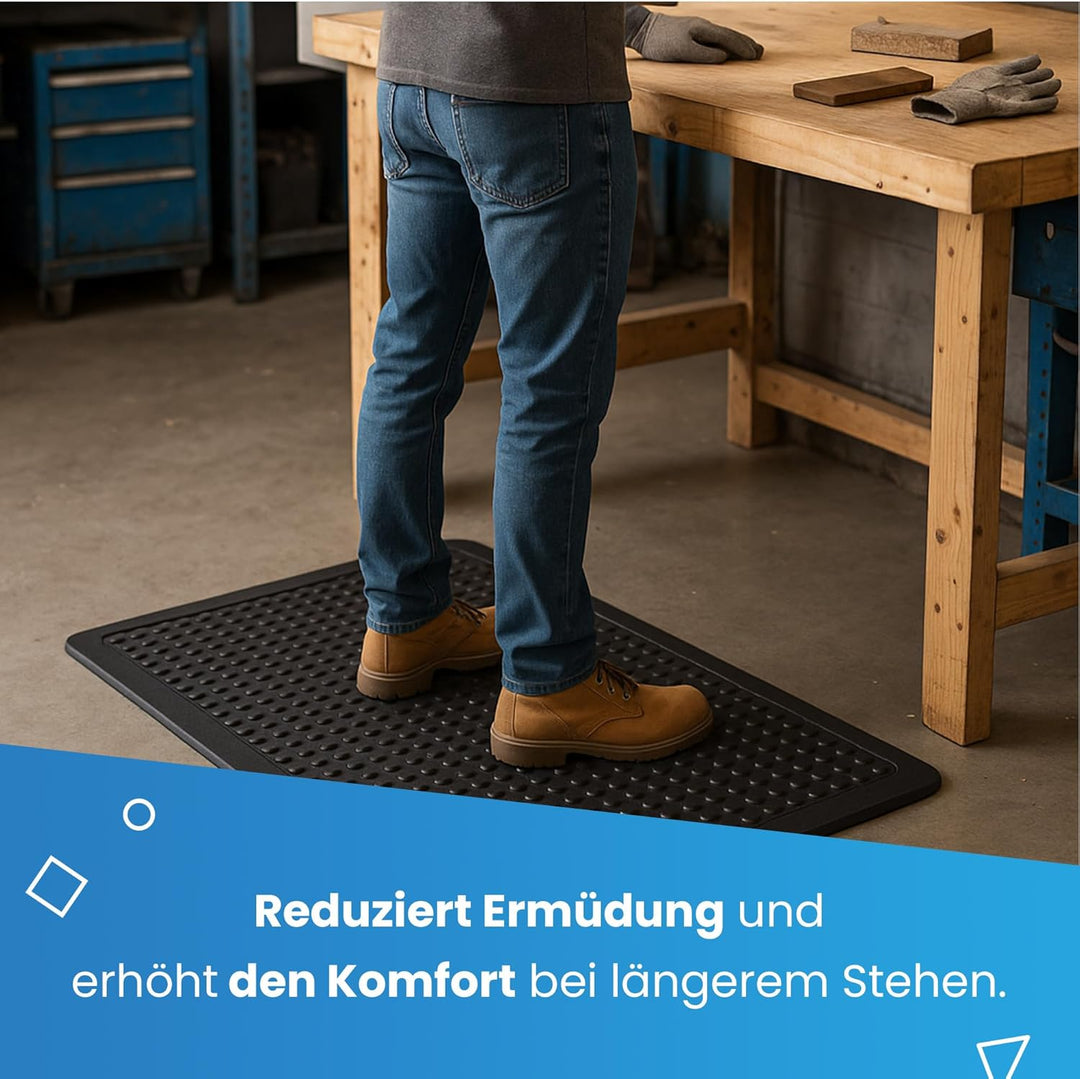 Ergonomische Arbeitsplatzmatte - Anti-Ermüdungsmatte - 60x90cm - 15mm Noppen 60 x 90 cm / Schwarz, 6