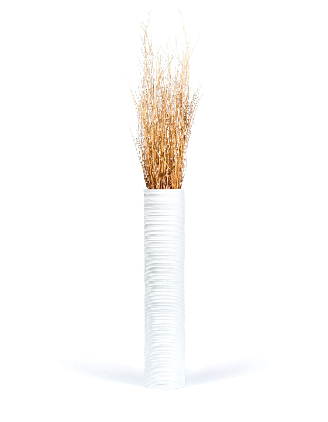 Leewadee Grosse Bodenvase für Dekozweige hohe Standvase Design Holzvase, Holz, 70 cm, Weiss 70 cm We