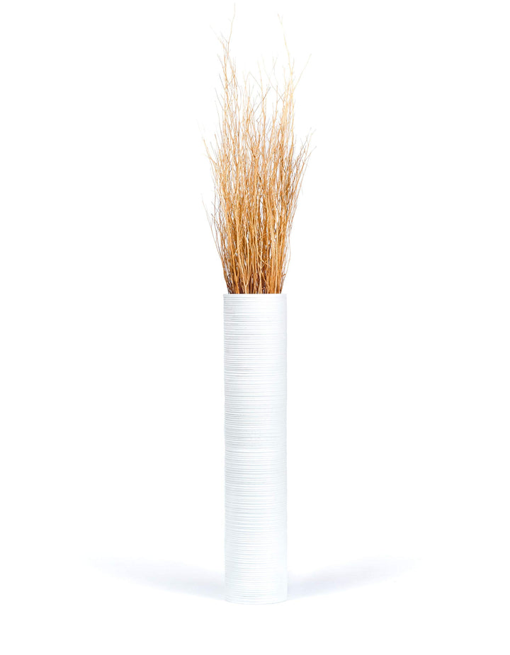 Leewadee Grosse Bodenvase für Dekozweige hohe Standvase Design Holzvase, Holz, 70 cm, Weiss 70 cm We