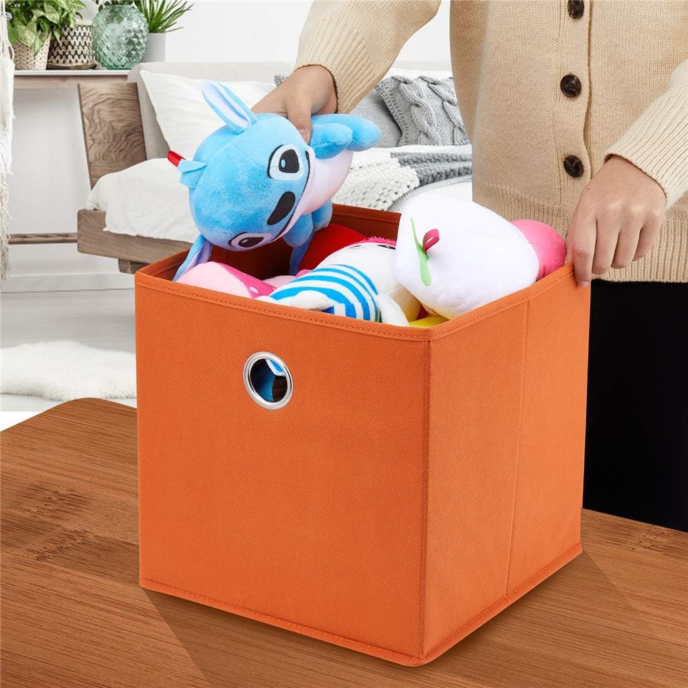 Aufbewahrungsbox, 28 x 28 x 28 cm, orange, 1 Metallloch, faltbar, Stoff, kompatibel mit Cube Organiz