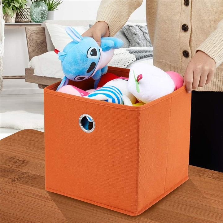 Aufbewahrungsbox, 28 x 28 x 28 cm, orange, 1 Metallloch, faltbar, Stoff, kompatibel mit Cube Organiz