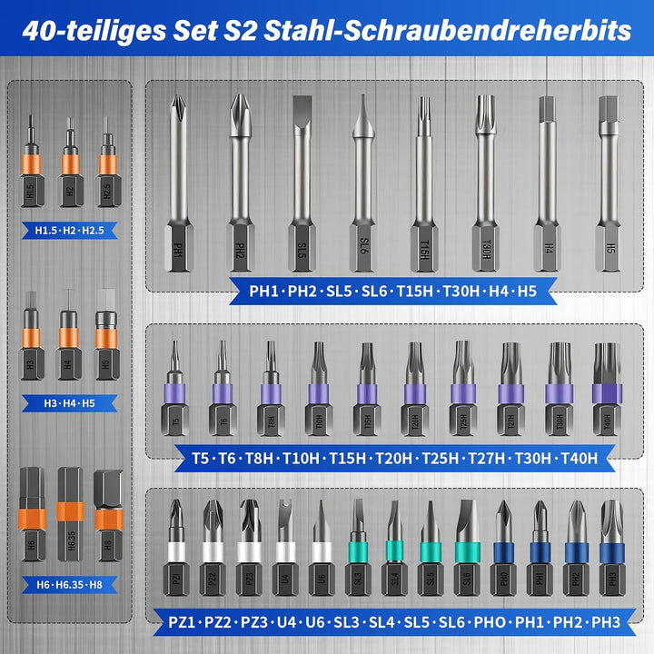 42-in-1 Magnetisches Schraubendreher-Set, Multi-Bit-Magnetschraubendreher-Set mit Abnehmbarem Ratsch