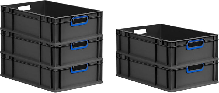 PROREGAL SuperSparSet 5x Eurobox NextGen Color | HxBxT 17x40x60cm | 34 Liter | Griffe blau offen | S