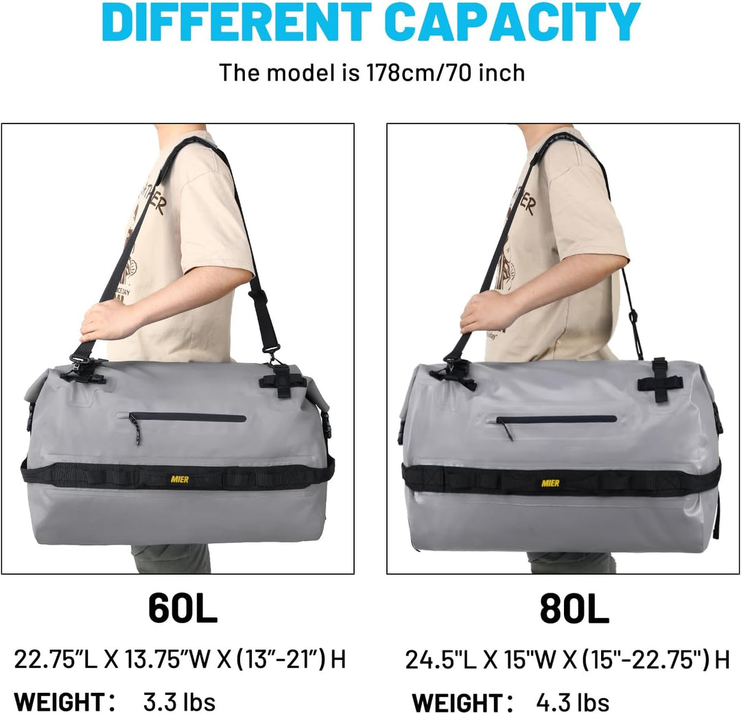 MIER Wasserfeste Reisetasche Duffle Bag mit Rucksackfunktion Rolltop Sporttasche für Seesack, Schwim