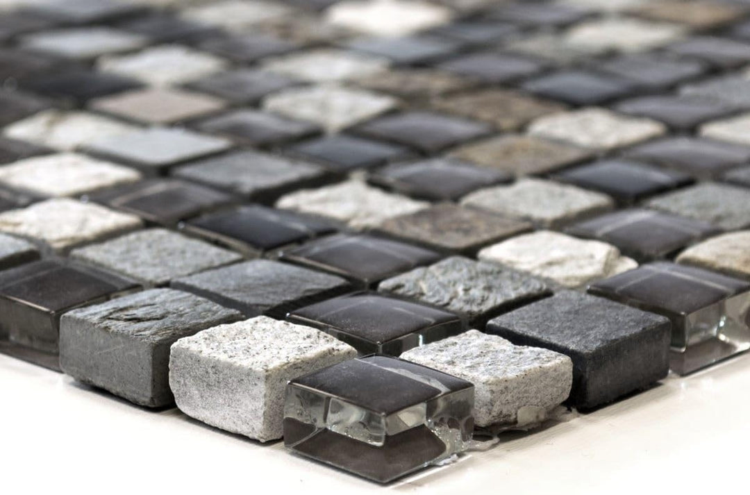 Mosaik Quadrat Crystal/Stein mix Glasmosaik Transluzent Transparent 3D, Mosaikstein Format: 15x15x8