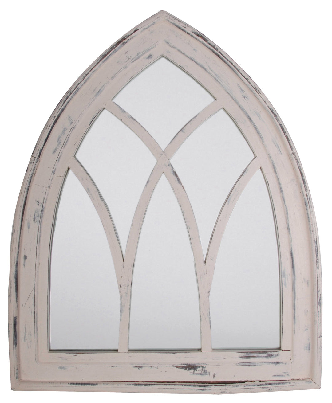 Esschert Design Wandspiegel, Garderobenspiegel im Gothic Stil in wasch-weiss, ca. 66 cm x 80 cm, Was