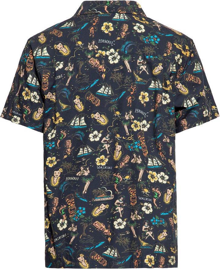 King Kerosin Herren Hemd Alloverprint Printhemd Hawaiian Shirt Kurzarm Hawaiihemd Kurzarm-Hemd Tropi