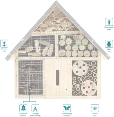 Navaris Insektenhotel aus Holz - versch. Grössen und Designs - Naturbelassenes Insekten Hotel für Ve