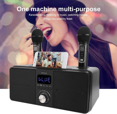 Bluetooth Karaoke Lautsprecher KTV Kit, Karaoke Ausrüstung mit Doppelmikrofon für zu Hause, AUX USB