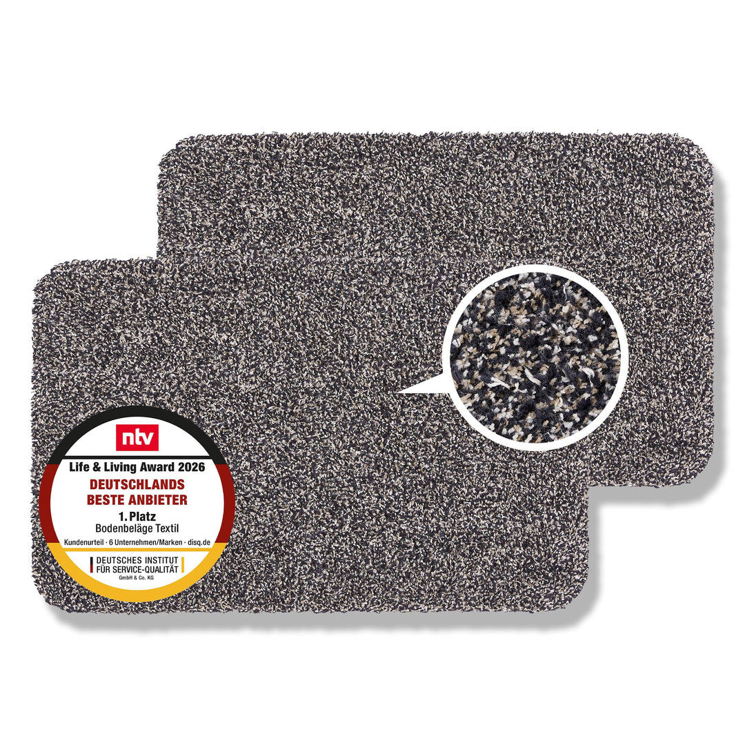 Astra Schmutzfangmatte innen waschbar 2er Set 40x60 cm – Sauberlauf anthrazit 100% Baumwolle Türmatt