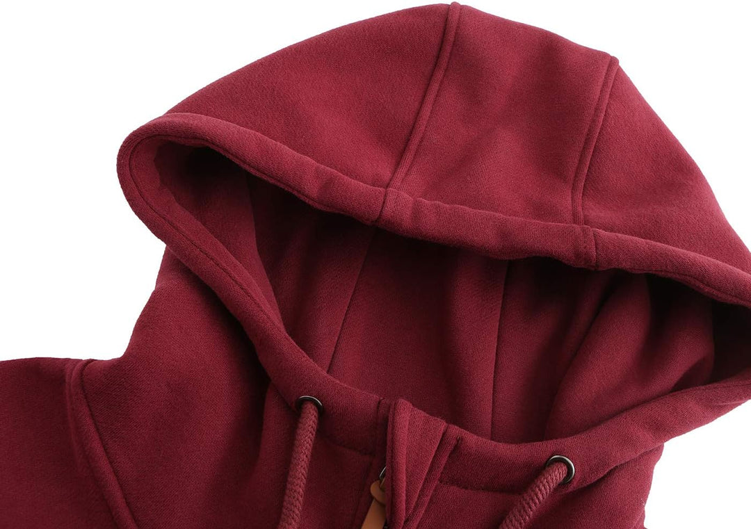 TrendiMax Damen Sweatjacke Kapuzenpullover Zip Hoodie Kapuzenjacke Winter Sweatshirt Jacke L Weinrot