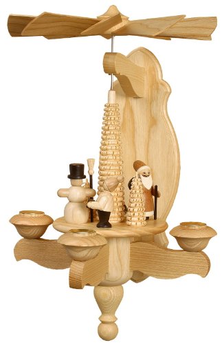 Volkskunstwerkstatt Unger Wandpyramide - Hängepyramide Weihnacht mit Ringelbaum inkl. 3 Teelichtaufs
