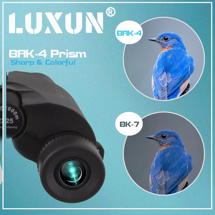 LUXUN 12x25 Kompakt Fernglas für Erwachsene und Kinder, Kleines Leichtes Fernglas mit Wenig Licht Na