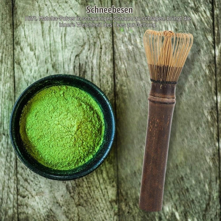 Natürlicher Matcha Schneebesen Set Chasen Matcha Grüntee Schneebesen Langgriff Puderpinsel Werkzeug