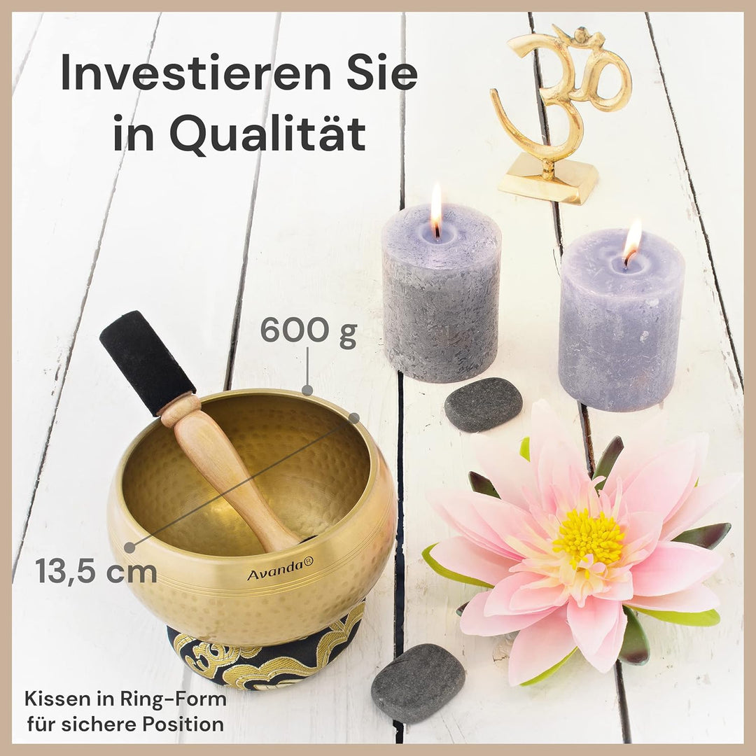 Tibetisches Klangschalen-Set für Yoga, Meditation und Entspannung - gehämmerte Tibetische Klangschal