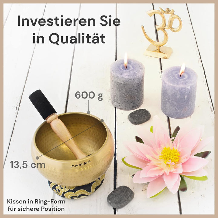Tibetisches Klangschalen-Set für Yoga, Meditation und Entspannung - gehämmerte Tibetische Klangschal