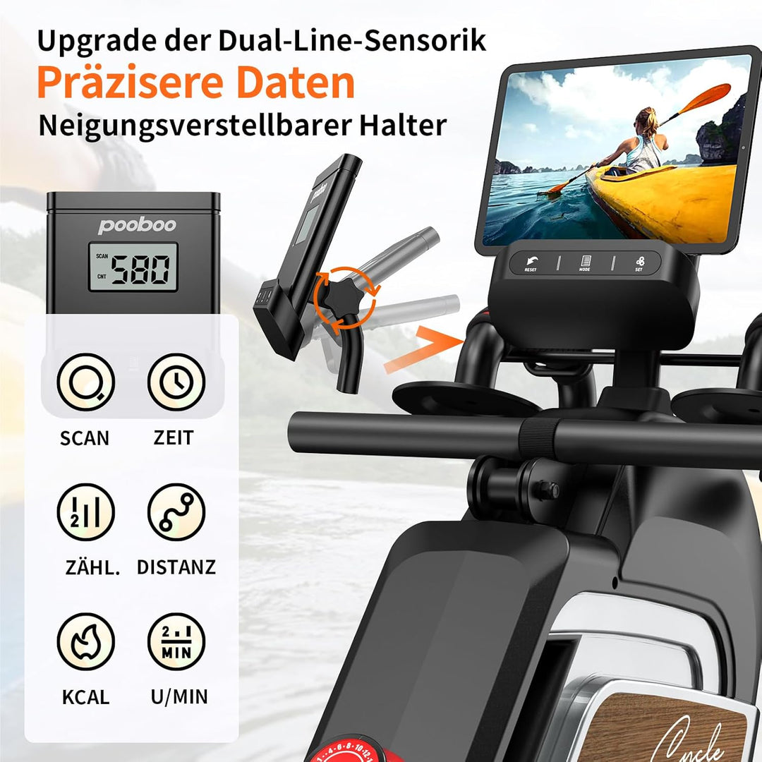 Pooboo Magnetisches Rudergerät mit Einer Tragkraft von 360 lb, klappbares Ruderer mit kombinierten K