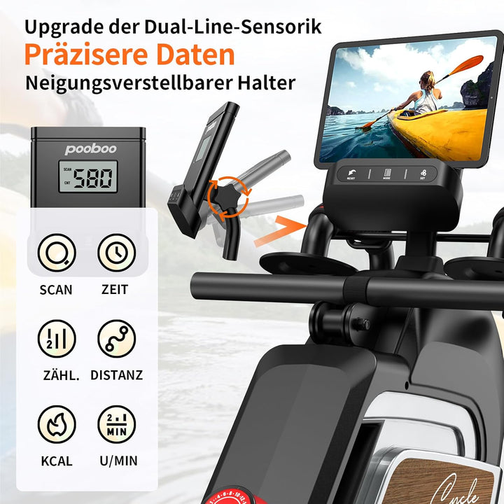 Pooboo Magnetisches Rudergerät mit Einer Tragkraft von 360 lb, klappbares Ruderer mit kombinierten K