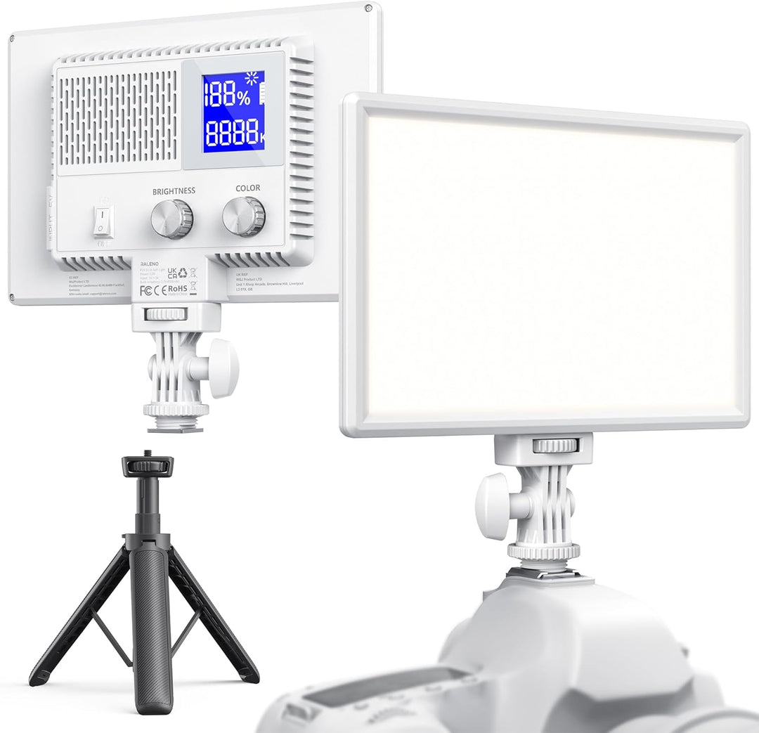 RALENO LED Kamera Video Licht, Eingebauter Wiederaufladbare Batterien 3200K-5600K Dimmbarer Zweifarb