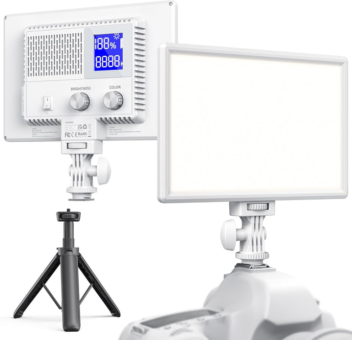 RALENO LED Kamera Video Licht, Eingebauter Wiederaufladbare Batterien 3200K-5600K Dimmbarer Zweifarb