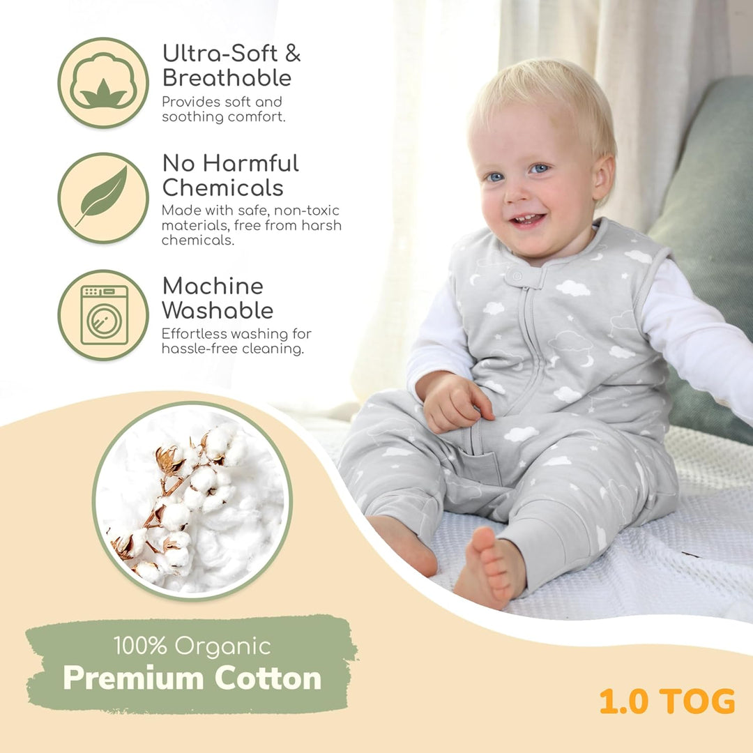 Mama Cheetah Baby Schlafsack, Bio-Baumwolle, Tragbare Babydecke, Schlafsack mit 2-Wege-Reissverschlu