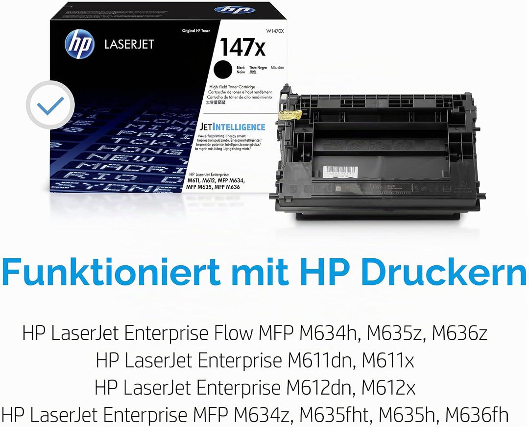 HP 147X (W1470X) Schwarz Original Toner mit hoher Reichweite für HP LaserJet Enterprise M611, M612,