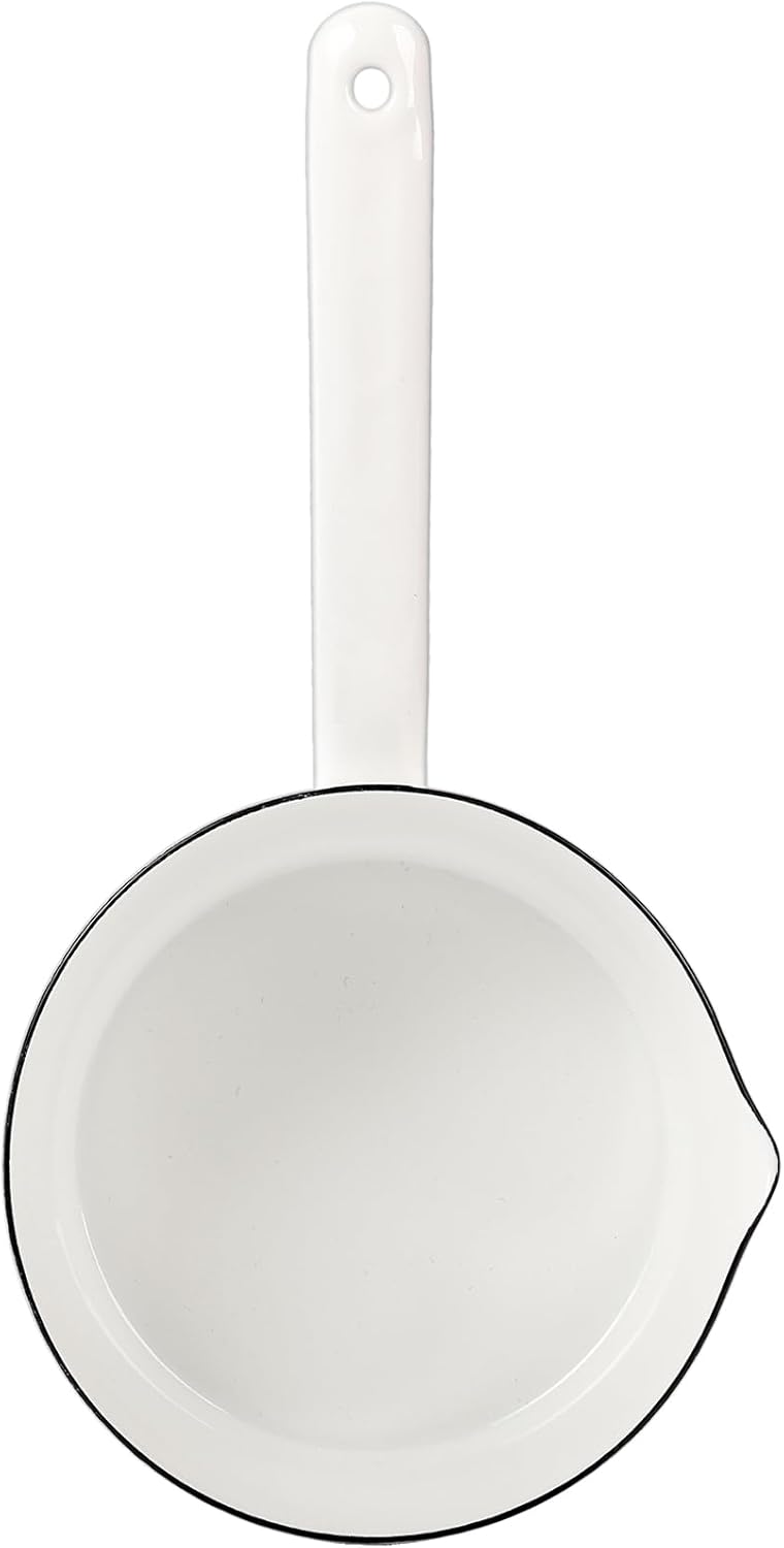 Peohud Stieltopf mit langem Griff aus Emaille, Induktion 16cm Topf Klein Stielkasserolle, Milchtopf