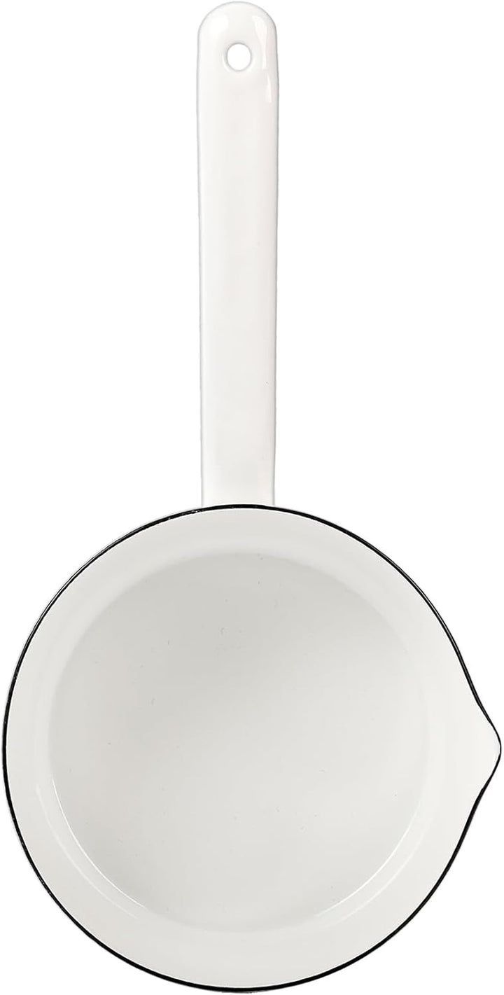 Peohud Stieltopf mit langem Griff aus Emaille, Induktion 16cm Topf Klein Stielkasserolle, Milchtopf