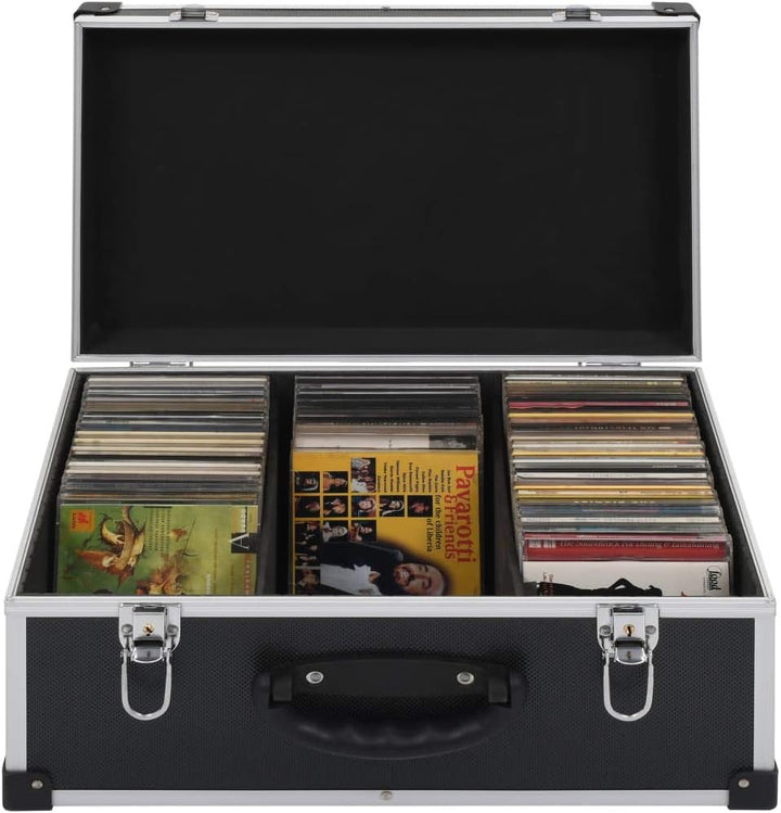 vidaXL CD Koffer für 60 CDs mit 2 Schlüsseln DJ Case Box Alukoffer Aufbewahrungsbox Transportbox Sor