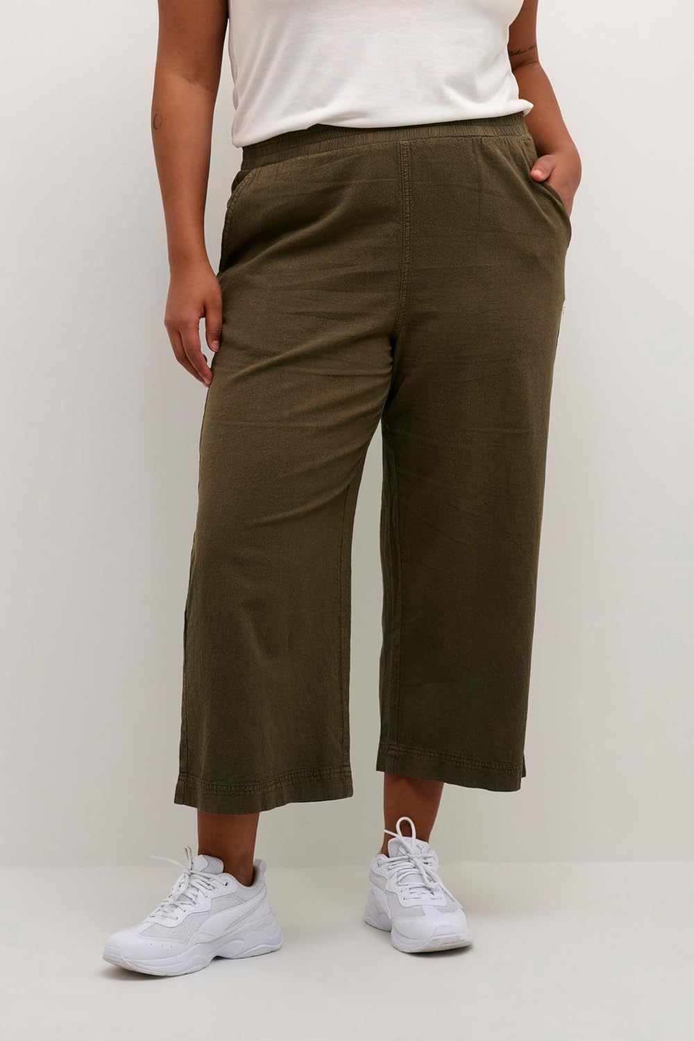 KAFFE CURVE Casual Hose KCnana Damen Grosse Grössen Hose Culotte 3/4 Weite Culottehose 48 Grosse Grö
