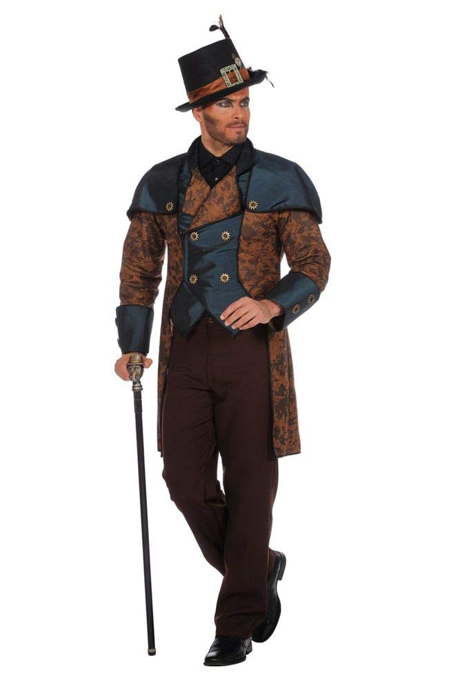 shoperama Steampunk Herren Anzug Braun/Blau Gehrock Hose Kostüm viktorianisch hochwertig Mantel Jack