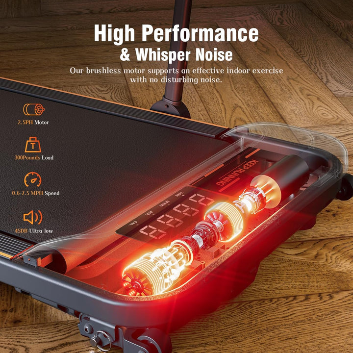 Laufband für Zuhause mit Neigung, Klappbares Elektrisches Laufband bis 12 km/h, 2.5HP Walking Machin