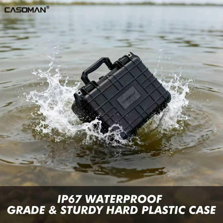 CASOMAN Water-Proof and Dust-Proof Protective Sturdy Plastic Storage Case with Cush-Proof Sponge and