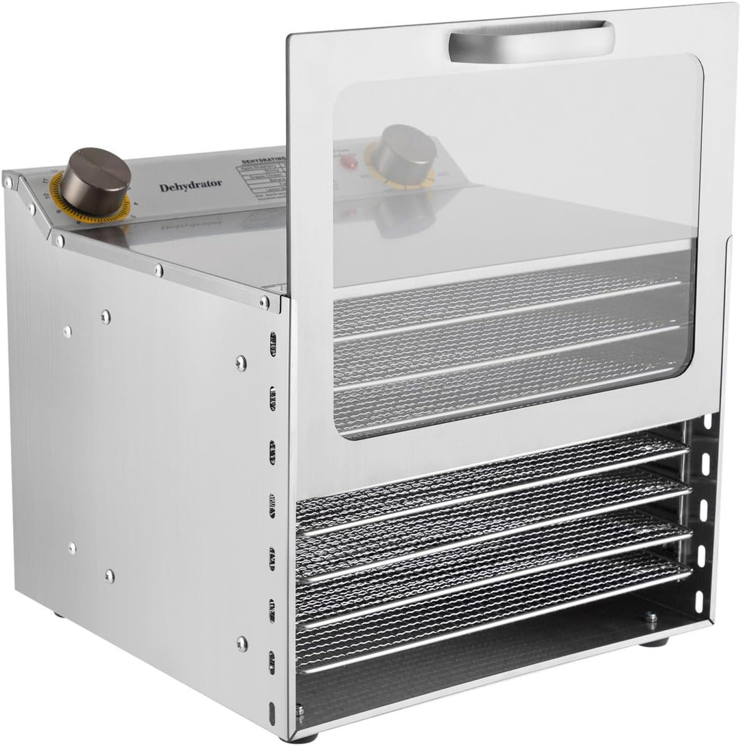 Dörrautomat Edelstahl mit 8 Edelstahlgitter, Dehydrator Food 30-90°C, 12 Std. Zeitschaltuhr, Dörrger