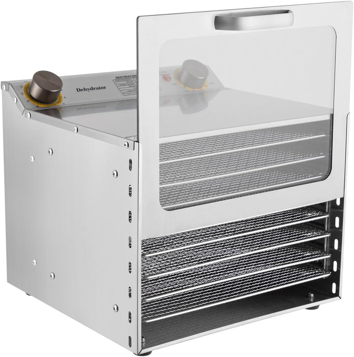 Dörrautomat Edelstahl mit 8 Edelstahlgitter, Dehydrator Food 30-90°C, 12 Std. Zeitschaltuhr, Dörrger