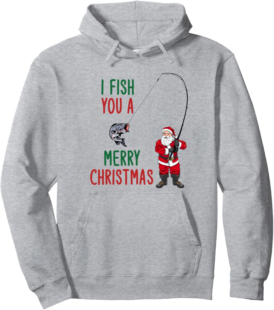 Lustiges Angler Weihnachtsmann Fisch Weihnachten Geschenk Pullover Hoodie