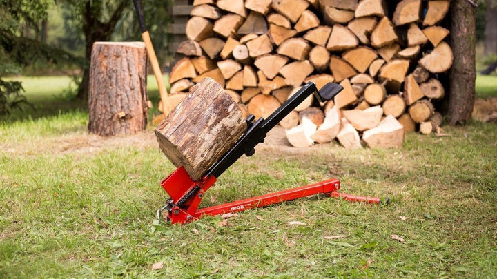 Yato Profi Manueller Holzspalter für Fussbetrieb, 1,2 Tonnen, liegende Ausführung, bis 430mm, mechan