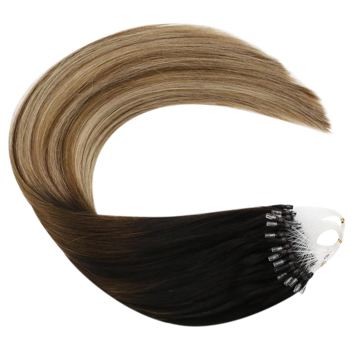 Ugeat Microring Extensions Echthaar Cold Fusion 45cm 1g/Strähnen Micro Bondings Extensions Echthaar