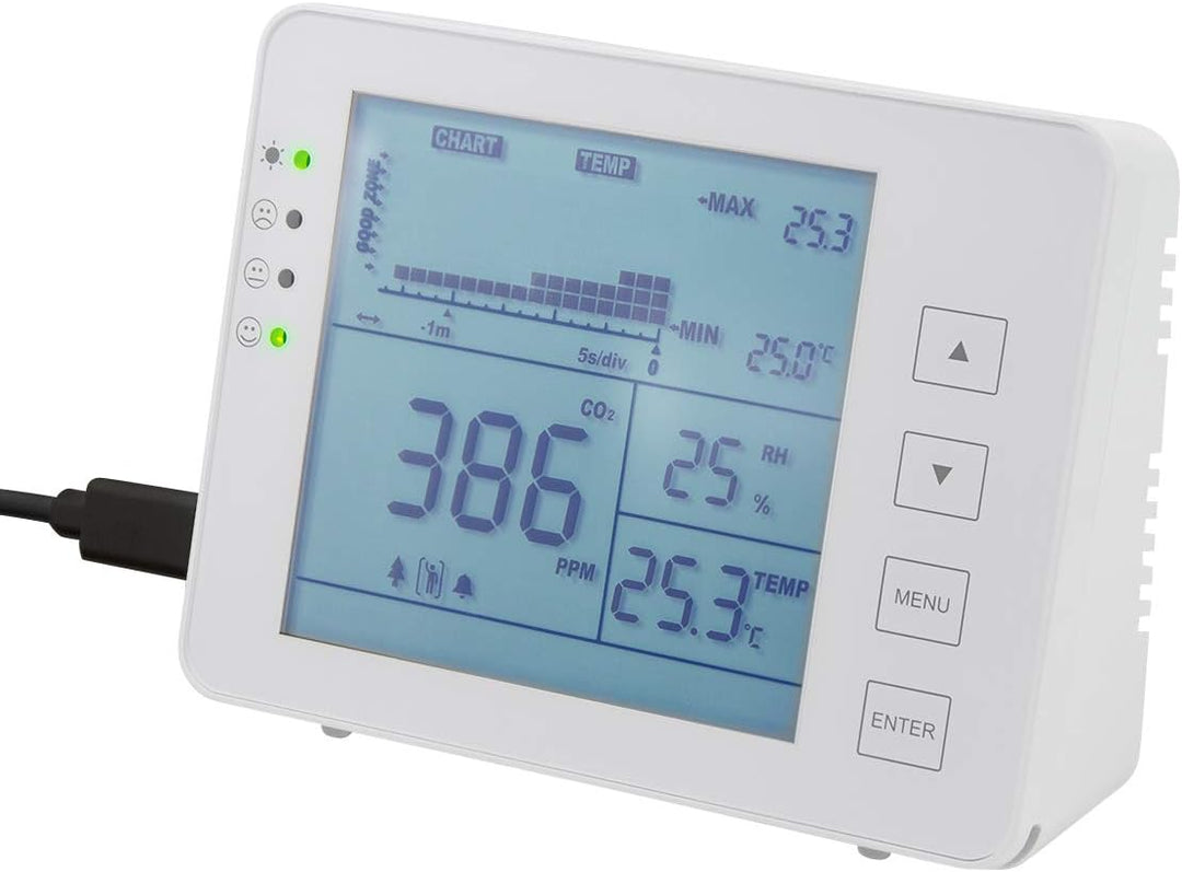 LogiLink SC0115 - CO2-Messgerät/Ampel (CO2-Konzentration 5000-ppm-Bereich) mit Ampel & Alarm für bes