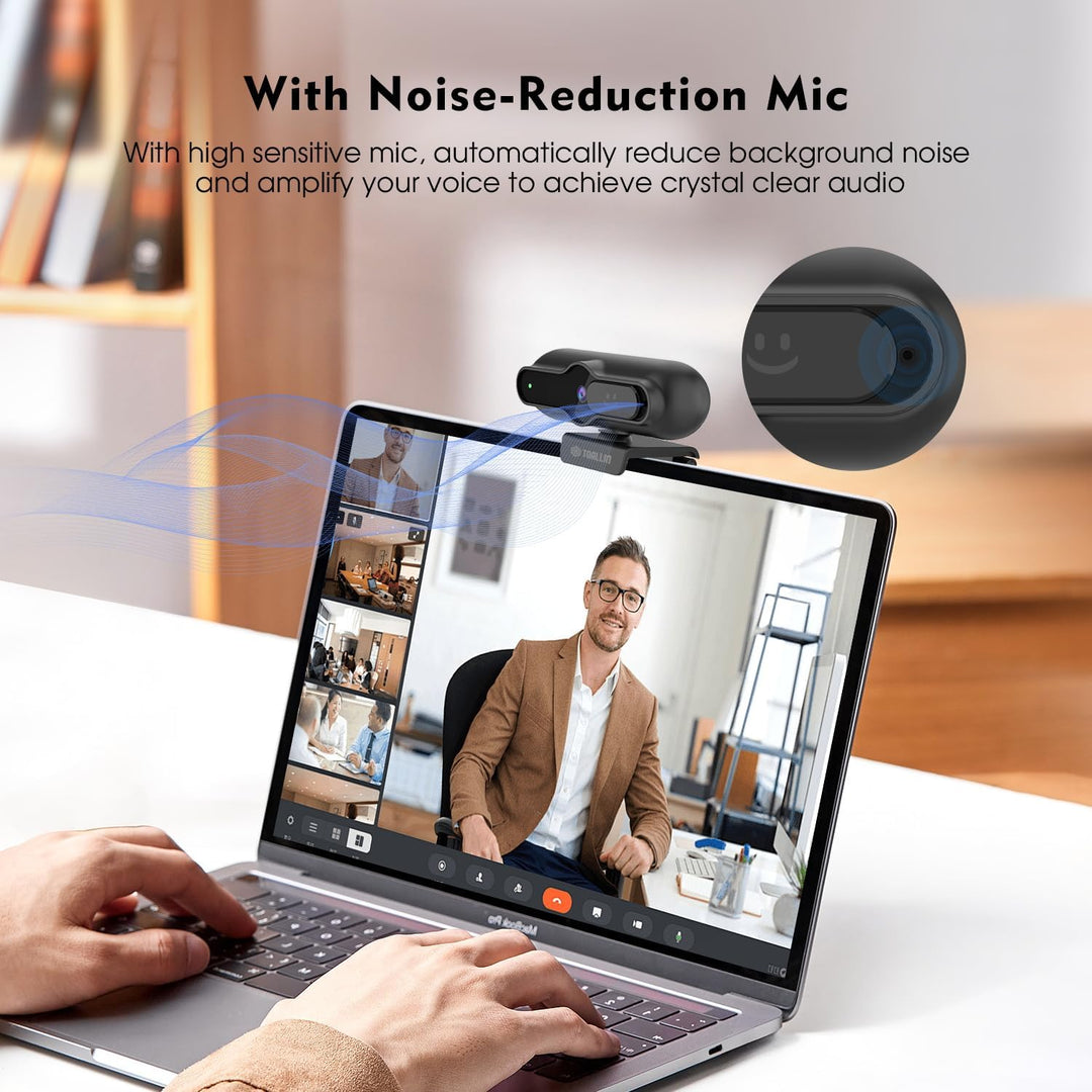 TOALLIN 4K-Webcam für PC, 1080P@60FPS, 1/2,5-Zoll-Sensor, PDAF-Autofokus, integriertes Mikrofon und